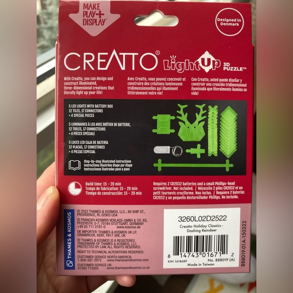 3/$15 BNIB Creatto Dashing Reindeer - Picture 2 of 3